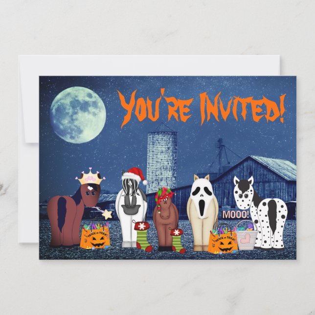 Cute Horses in Costumes ~ Horse Halloween Party Invitation (Front)