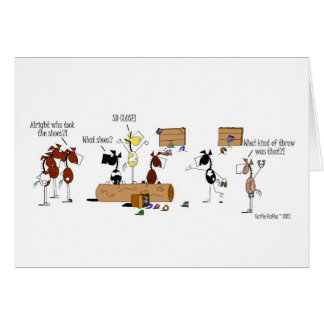 Cute Horses Play Horseshoes Cartoon