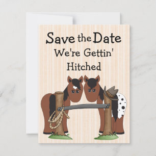 Cute Horses We're Getting Hitched Wedding Save The Date