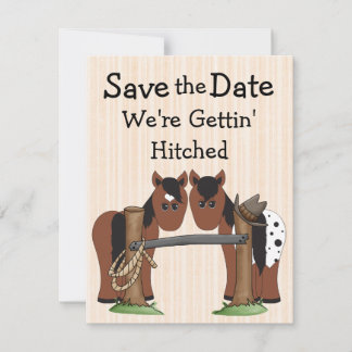 Cute Horses We're Getting Hitched Wedding Save The Save The Date