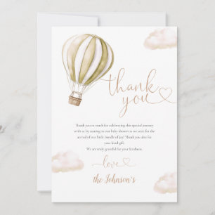 Cute Hot Air Balloon Baby Shower Thank You Card