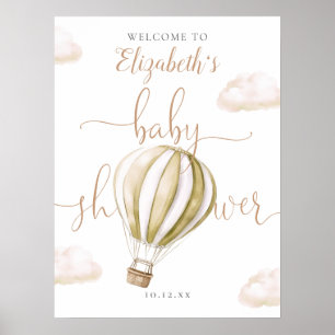 Cute Hot Air Balloon Baby Shower Welcome Sign