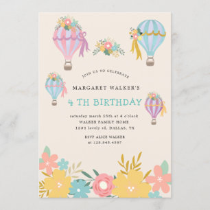 cute hot air balloon Birthday Invitation