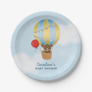 Cute Hot Air Balloon Boy Baby Shower Paper Plate