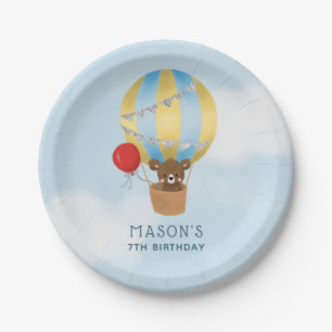 Cute Hot Air Balloon Boy Birthday Party Paper Plate