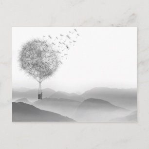 Cute Hot Air Balloon Dandelion Seeds Blowing Postcard