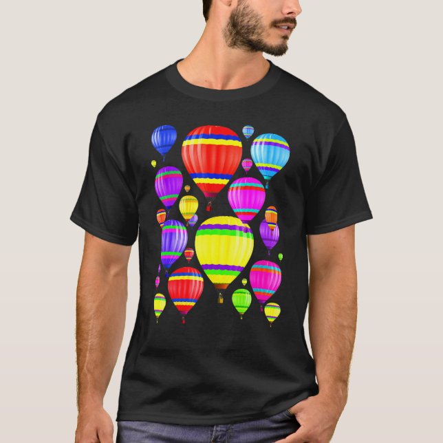 Cute Hot Air Balloon Flying Blimp Summer Fun T-Shirt (Front)