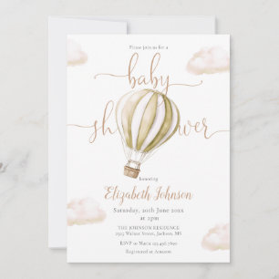 Cute Hot Air Balloon Gender Neutral Baby Shower Invitation