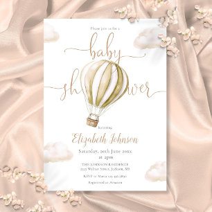 Cute Hot Air Balloon Gender Neutral Baby Shower Invitation