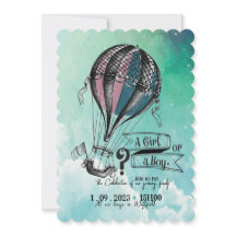 Cute HOT AIR BALLOON GENDER REVEAL INVITATION