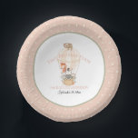 Cute Hot Air Balloon Giraffe Zebra 1st Birthday Paper Plate<br><div class="desc">This is an adorable hot air balloon theme paper party goods set for your little girl's first birthday! You can also change it to any year or celebration using the template fields. Created with a soft, warm pink peach toned border with polka dots that match the hot air balloons designs....</div>