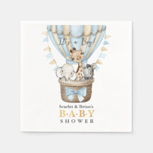 Cute Hot Air Balloon Safari Animals Baby Shower  Napkin
