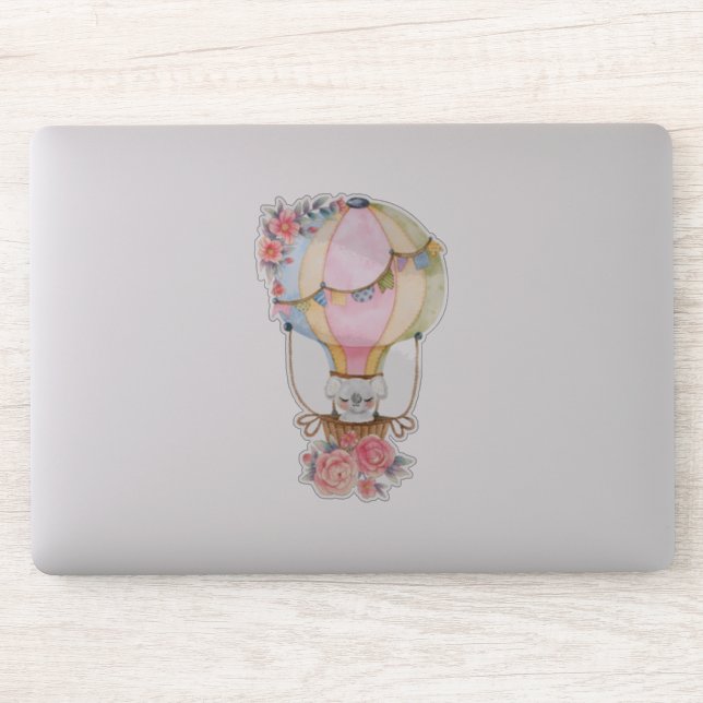 Cute Hot Air Balloon with Bear Watercolor  (Computer)