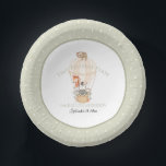 Cute Hot Air Balloon Zebra Giraffe 1st Birthday Paper Plate<br><div class="desc">SAGE GREEN VERSION. This is an adorable hot air balloon theme paper party goods set for your little girl's first birthday! You can also change it to any year or celebration using the template fields. Created with a soft, warm sage green toned border with polka dots that match the hot...</div>