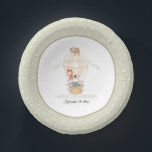 Cute Hot Air Balloon Zebra Giraffe 1st Birthday Paper Plate<br><div class="desc">SAGE GREEN VERSION. This is an adorable hot air balloon theme paper party goods set for your little girl's first birthday! You can also change it to any year or celebration using the template fields. Created with a soft, warm sage green toned border with polka dots that match the hot...</div>