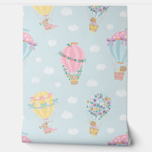 Cute Hot Air Balloons with animals, bows & flowers