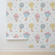 Cute Hot Air Balloons with animals, bows & flowers