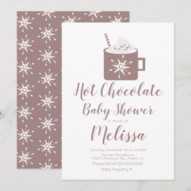 Cute Hot Chocolate Campfire Mug Winter Baby Shower Invitation (Front/Back)