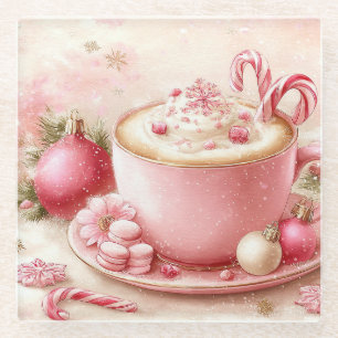 Cute hot chocolate cup. glass coaster