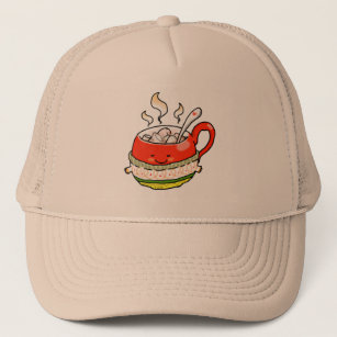 cute hot chocolate drink mug trucker hat