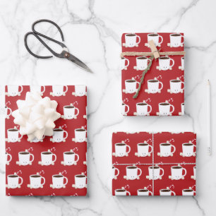 Cute Hot Chocolate Name Red Christmas Wrapping Paper Sheet
