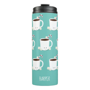 Cute Hot Chocolate Name Teal Christmas Thermal Tumbler