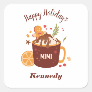 Cute Hot Chocolate with Gingerbread Square Sticker