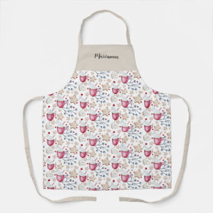 Cute Hot Cocoa And Cookies Watercolor Art Apron