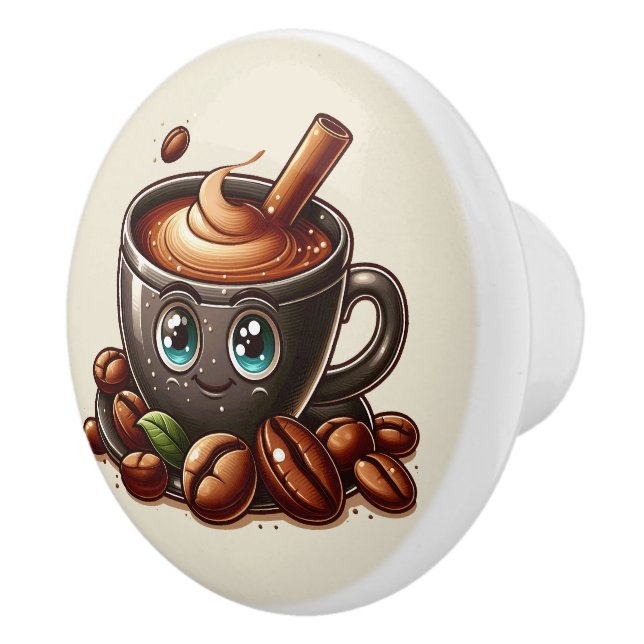 Cute hot coffee lovers  ceramic knob (Right)