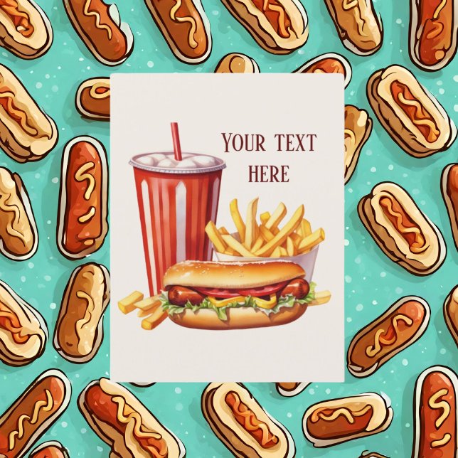 Cute hot dog add text  postcard (Creator Uploaded)