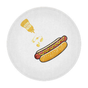 Cute Hot Dog & Mustard Bottle Cutting Board
