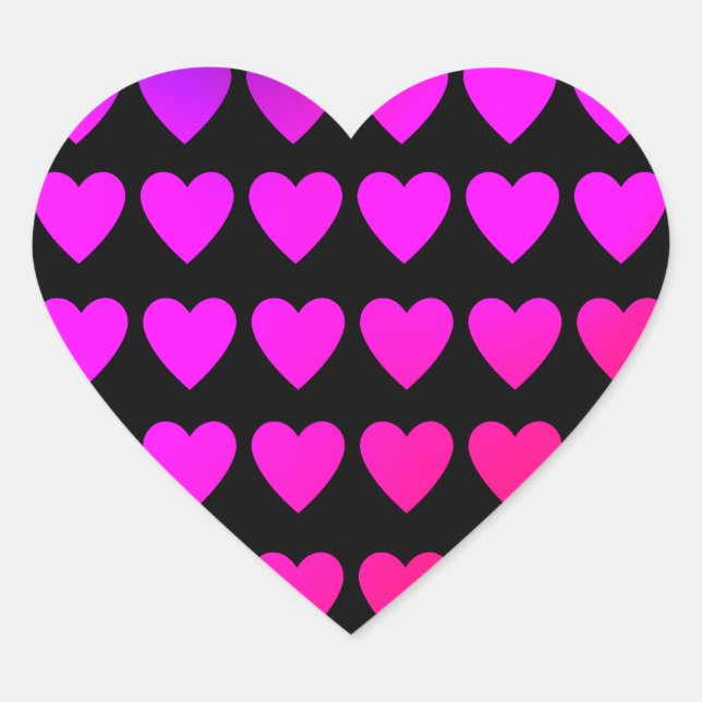 Cute hot pink and purple hearts heart sticker (Front)