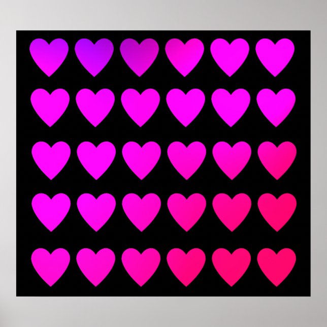 Cute hot pink and purple hearts poster (Front)
