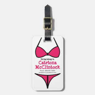 Cute Hot Pink Bikini Girly Ladies Luggage Tag
