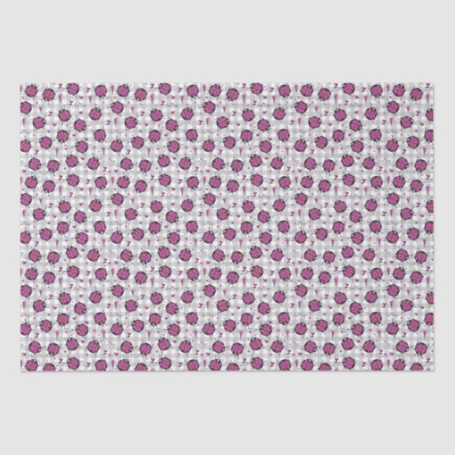 Cute Hot Pink & Black Ladybug Drawing Pattern Kids Tissue Paper (Front)
