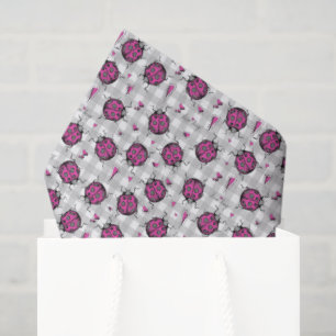 Cute Hot Pink & Black Ladybug Drawing Pattern Kids Tissue Paper