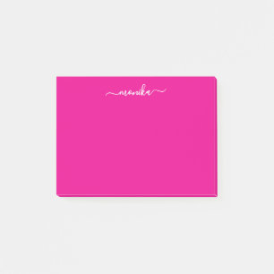Cute Hot Pink Custom Name Post-it Notes