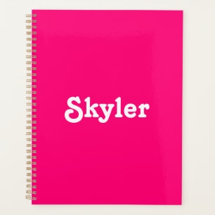 Cute hot pink custom name text year monogram planner