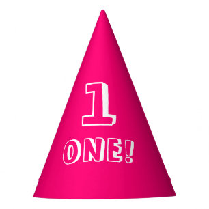 Cute hot pink custom number age year birthday party hat