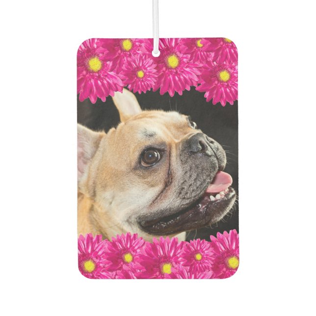 Cute Hot Pink Daisy Custom Photo Car Car Air Freshener (Front)