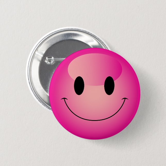 Cute Hot Pink Decora Kei Smiling Emoji 6 Cm Round Badge (Front & Back)