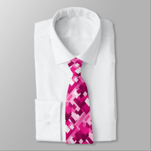 Cute Hot Pink Digital Camo Pattern Womens Tie