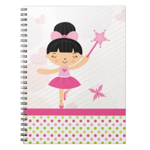 Cute hot pink dots ballerina fairy girl's notebook