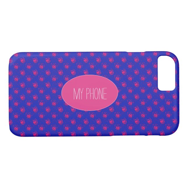 Cute Hot Pink Dots on Blue Case-Mate iPhone Case (Back (Horizontal))