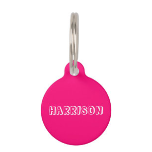 Cute hot pink fuchsia dog Name Info Pet Tag