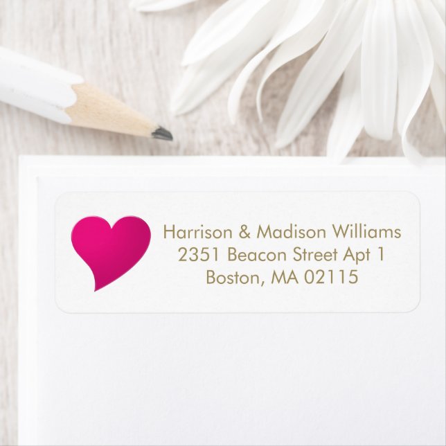 Cute hot pink fuchsia heart custom Return Address (Insitu)