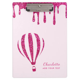 Cute hot pink glitter monogram  clipboard