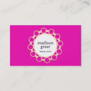 Cute Hot Pink Gold Frame Makeup Artist Business Card