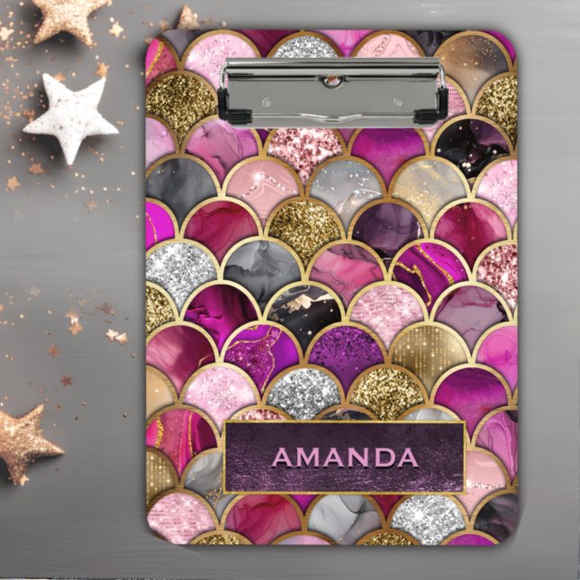 Cute hot pink gold mermaid scales girly clipboard (Creator Uploaded)