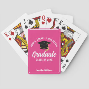 Cute Hot Pink Graduation Party Custom Playing Cards